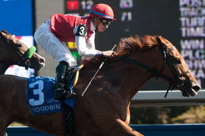 Unspurned won the $179,100 Grade 3 Whimsical Stakes, under Alan Garcia, at Woodbine. Photo by Michael Burns Photography