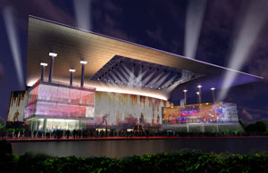 A conceptual drawing of the expanded entertainment venue at Woodbine Racetrack. Image courtesy of BBB Architects