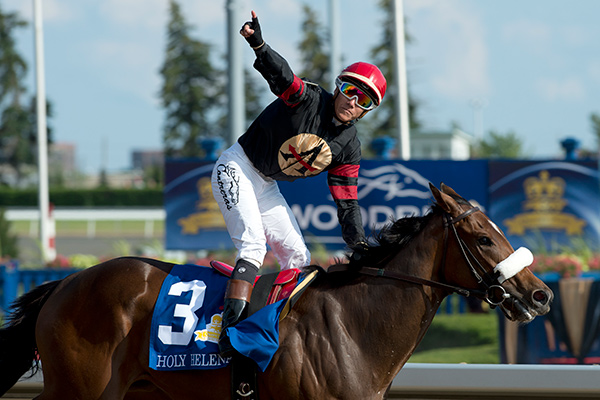 Holy Helena after winning the Queen's Plate on July 2 at Woodbine Racetrack. Photo by Michael Burns