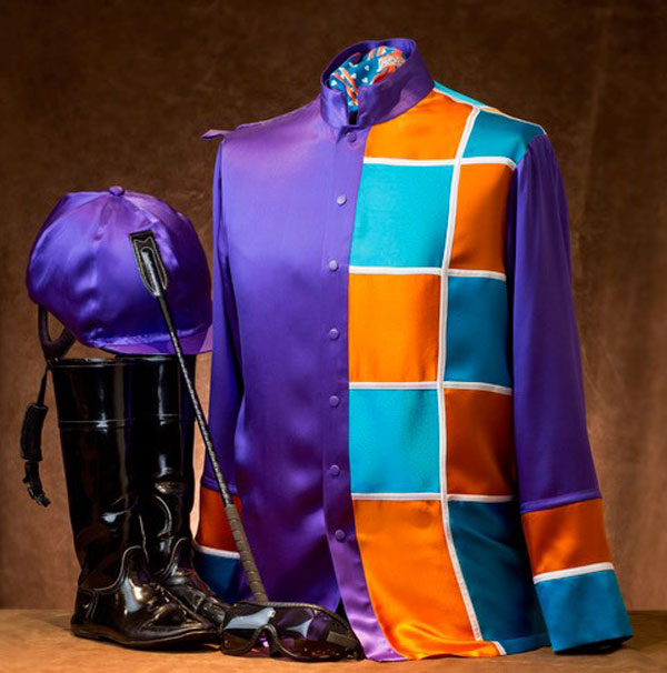 The Thoroughbred Race Club silks were fashioned by a seamstress using Italian charmeuse silk. Photo by Dave Landry