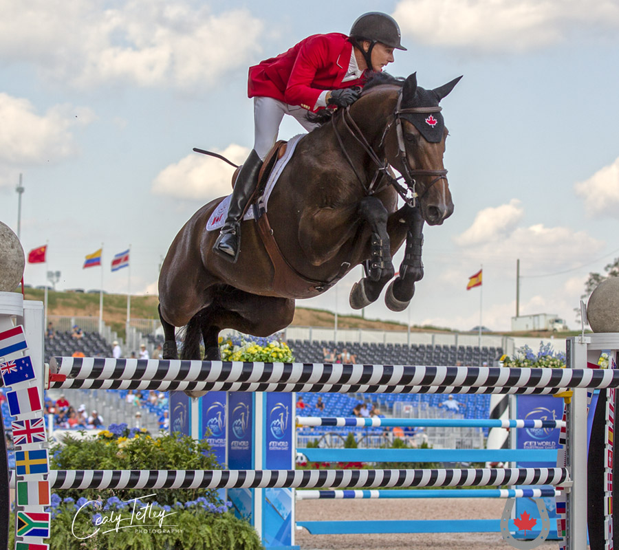 Mario Deslauriers capped off WEG 2018 on a high note as Canada’s top performer in the Team Final aboard Bardolina 2.
