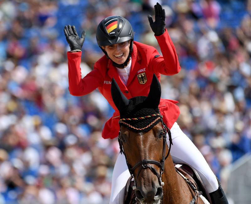 Germany’s Simone Blum celebrates winning the Bank of America Individual Jumping title at the FEI World Equestrian Games™ 2018 in Tryon, NC with DSP Alice and carving her name into the pages of equestrian history.