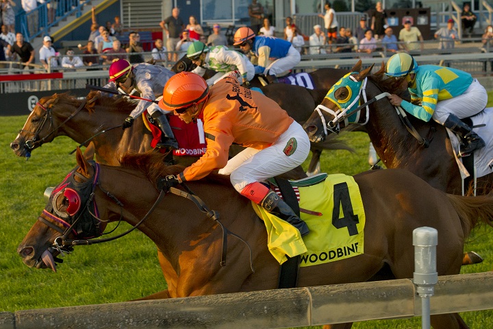 Johnny Bear and jockey Luis Contreras winning the $300,000 Northern Dancer Turf Stakes (Grade 1) on Saturday, Sept. 15 at Woodbine Racetrack.