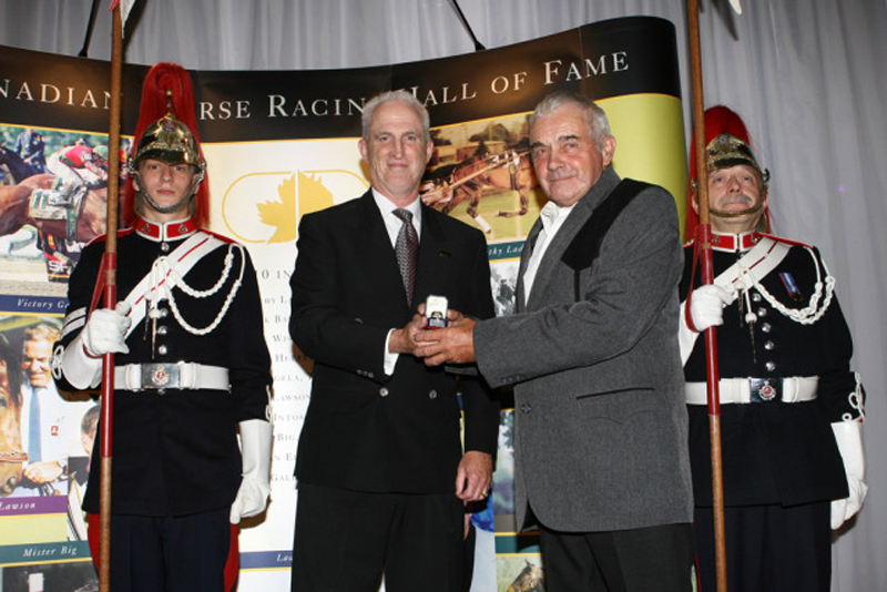 Frank Barroby (right) with Tom Cosgrove at the 2010 Canadian Horse Racing Hall of Fame Induction Ceremony. Iron Horse Photo