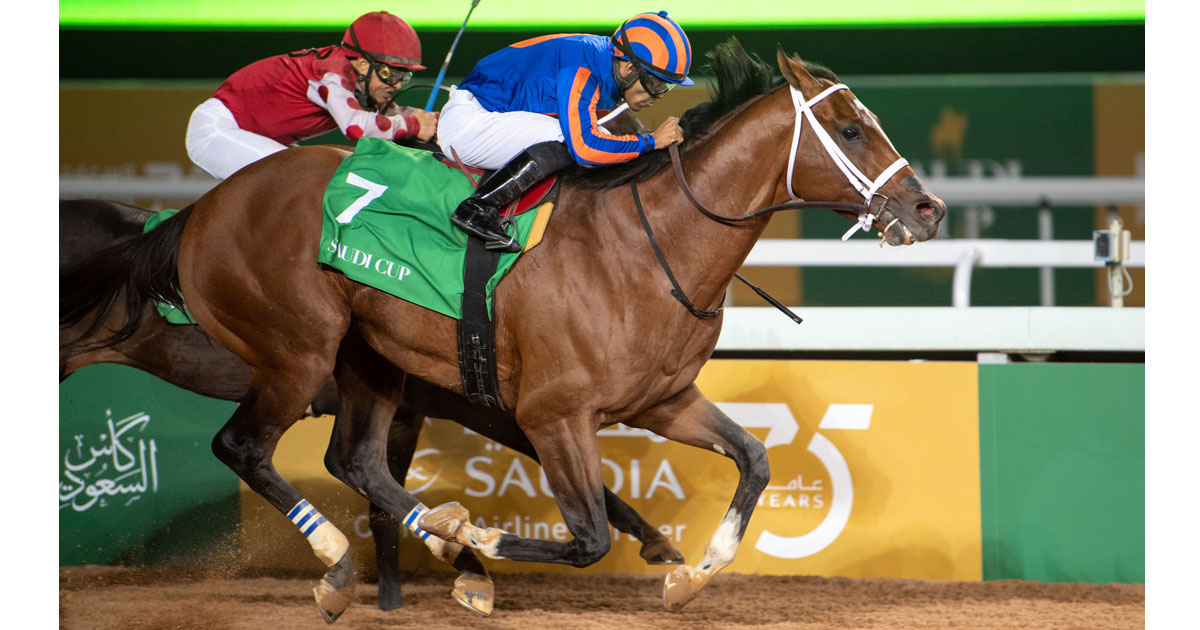 MAXIMUM SECURITY used every ounce of his remarkable talent to win the $20 million Saudi Cup over the mare Midnight Bious - SaudiCup photo