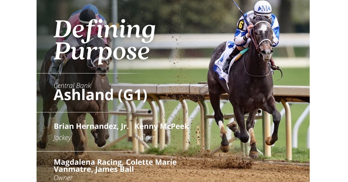 Racehorse Defining Purpose winning the Ashland Stakes.