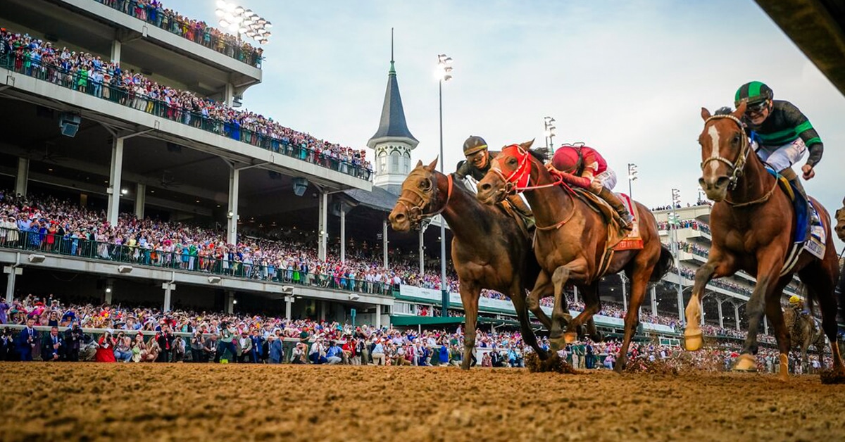 The finish line of the 2024 Kentucky Derby.
