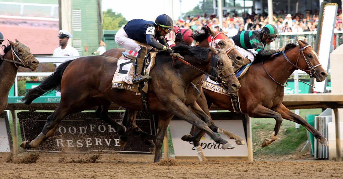 Horses running in the Kentucky Derby.